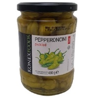 CN Peppers Pepperoncini Hot Glass 480gr Box of 12 'Konex Tiva'