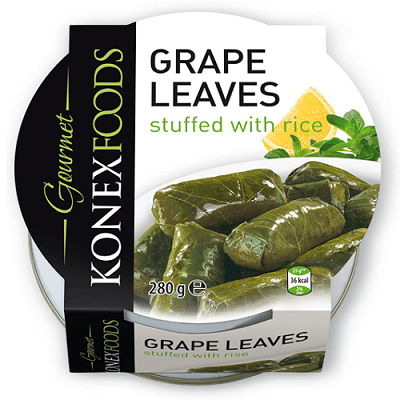 CV Veg Grape Leaves Stuffed With Rice Tin 300gr Box of 12 'Konex Tiva'