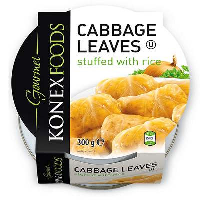 CV Veg Cabbage Leaves Stuffed With Rice Tin 300gr Box of 12 'Konex Tiva'