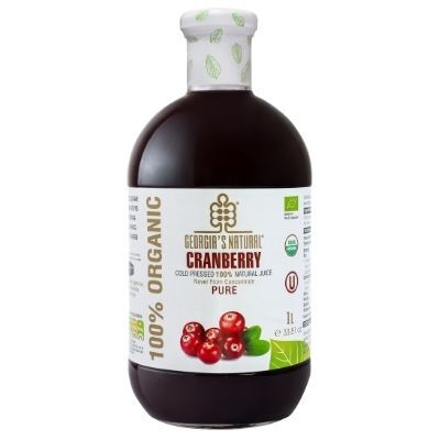 BV Juice Cranberry Organic Glass 1L Box of 6 'Georgia's Natural'
