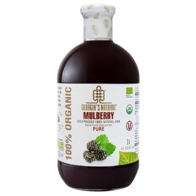 BV Juice Mulberry Organic Glass 1L Box of 6 'Georgia's Natural'