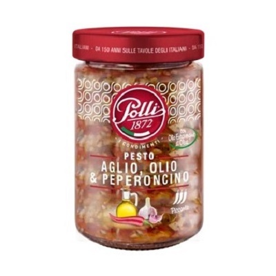 CN Garlic And Chilli Pepper in Oil Glass 190gr Box of 12 'Polli'