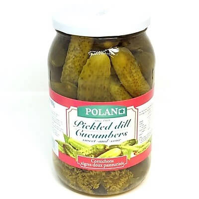CN Pickled Cucumbers Dill Sweet and Sour Glass 860gr Box of 12 'Polan'