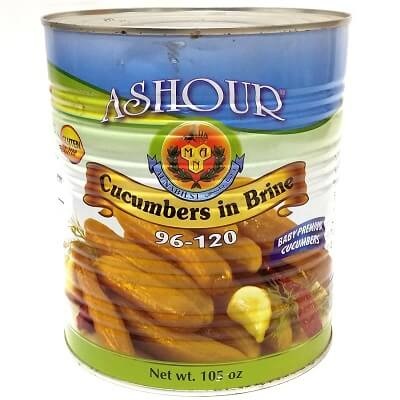 Cucumbers 3kg 'Ashour' in Brine (Size 96-120 Small) 