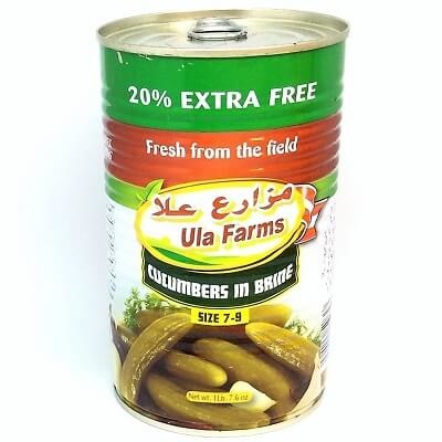 CN Pickled Cucumbers in Brine 20% Extra 7-9 Large Tin 670gr Box of 12 'Ula Farms'